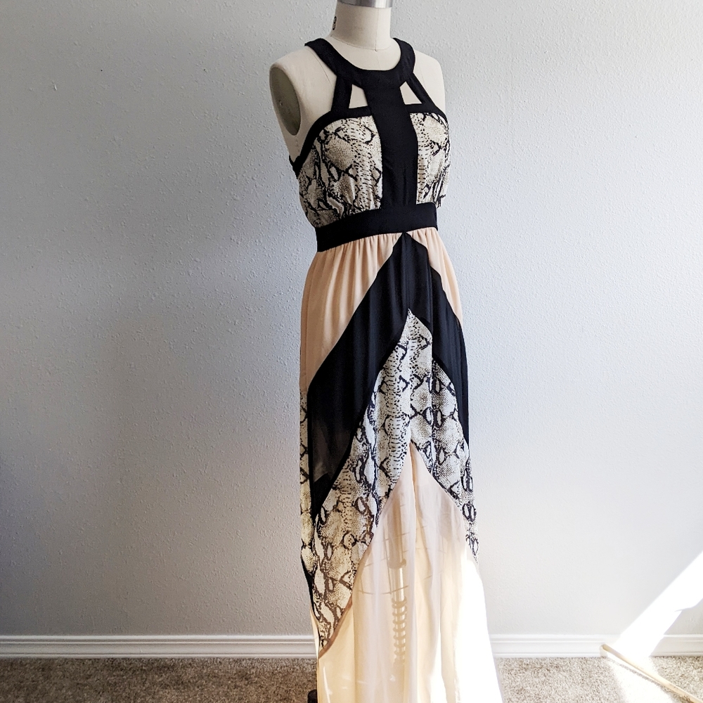 Flying Tomato Pink/Black Color block Maxi Summer Dress